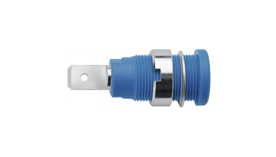 Schutzinger Blue Female Banana Socket, 4 mm Connector, 10A, 1000V, Nickel Plating
