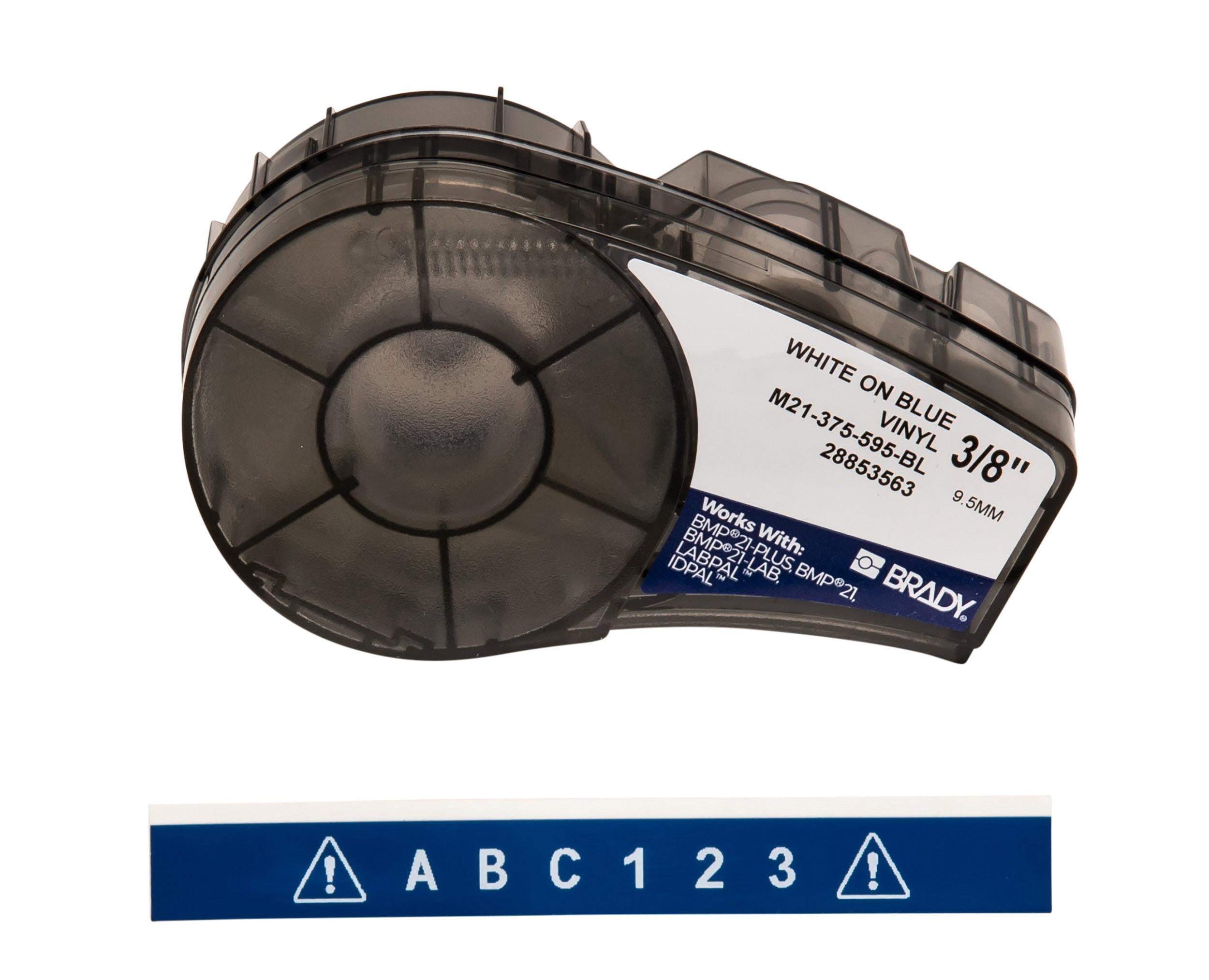 Brady B-595 White on White on Blue Label Printer Tape, 6.4 m Length, 9.53 mm Width