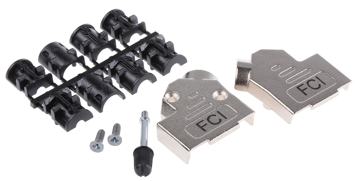 Amphenol Communications Solutions 8655MHR Series Die Cast Zinc Angled D Sub Backshell, 9 Way, Strain Relief