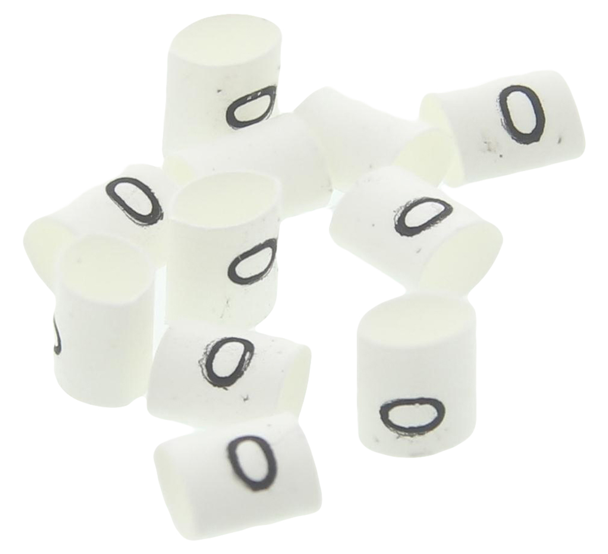 TE Connectivity Heat Shrink Cable Markers, White, Pre-printed "0", 1 → 3mm Cable, TRSA-1019/C/1/0