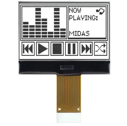 Midas MCCOG128064B12W-FPTLW Graphic LCD Display White, Transflective