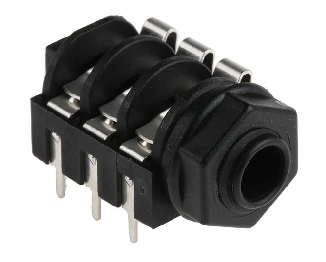 RS PRO Jack Connector 6.35 mm Through Hole Stereo Socket, 3Pole 3A