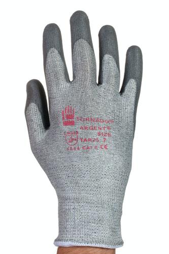 Tornado Argent Grey Yarn Yarn Cut Resistant Gloves, Size 8, Polyurethane Coating