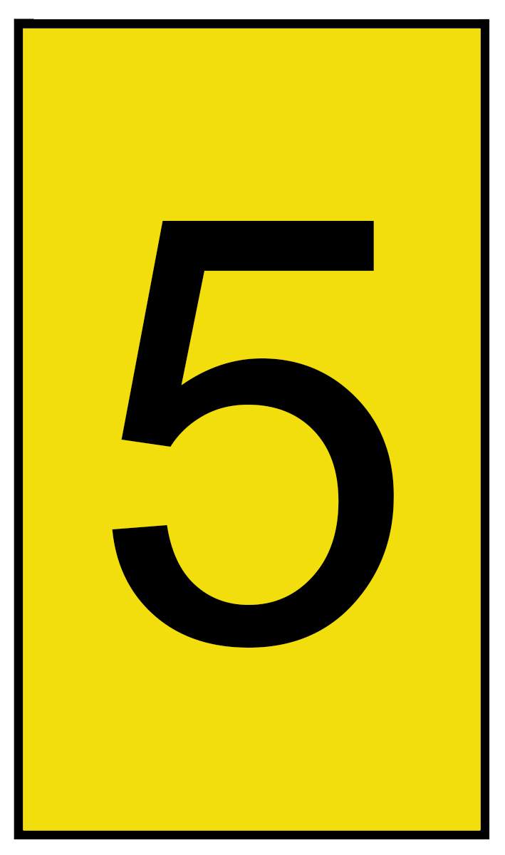 HellermannTyton Ovalgrip Slide On Cable Markers, Black on Yellow, Pre-printed "5", 1.7 → 3.7mm Cable, 901-10138