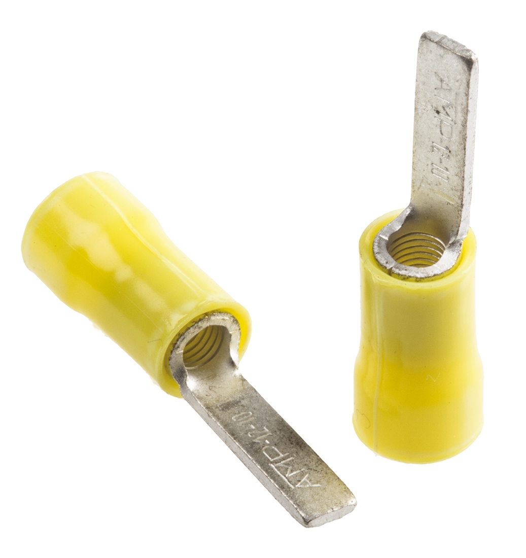 TE Connectivity , PLASTI-GRIP Insulated Crimp Blade Terminal 11.8mm Blade Length, 2.6mm² to 6.6mm², 12AWG to 10AWG,