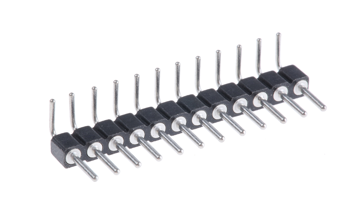 Preci-Dip 800 Series Right Angle Through Hole Pin Header, 12 Contact(s), 2.54 mm Pitch, 1 Row, Unshrouded