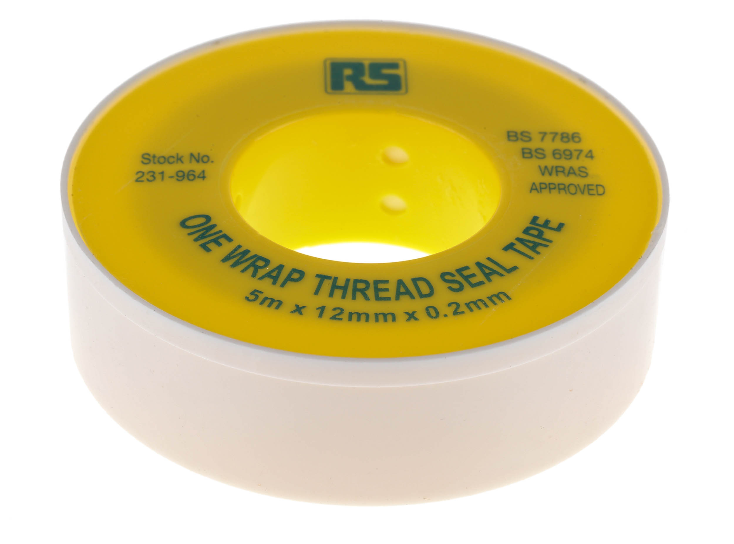 RS PRO White PTFE Tape, 5m x 12mm x 0.2mm
