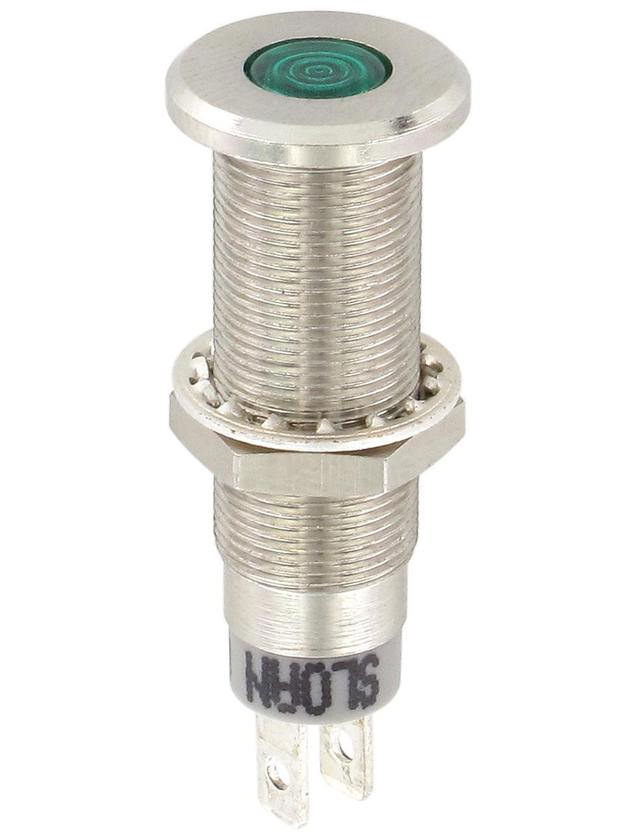 Sloan Green Panel Mount Indicator, 2.1V, 8.2mm Mounting Hole Size, Solder Tab Termination