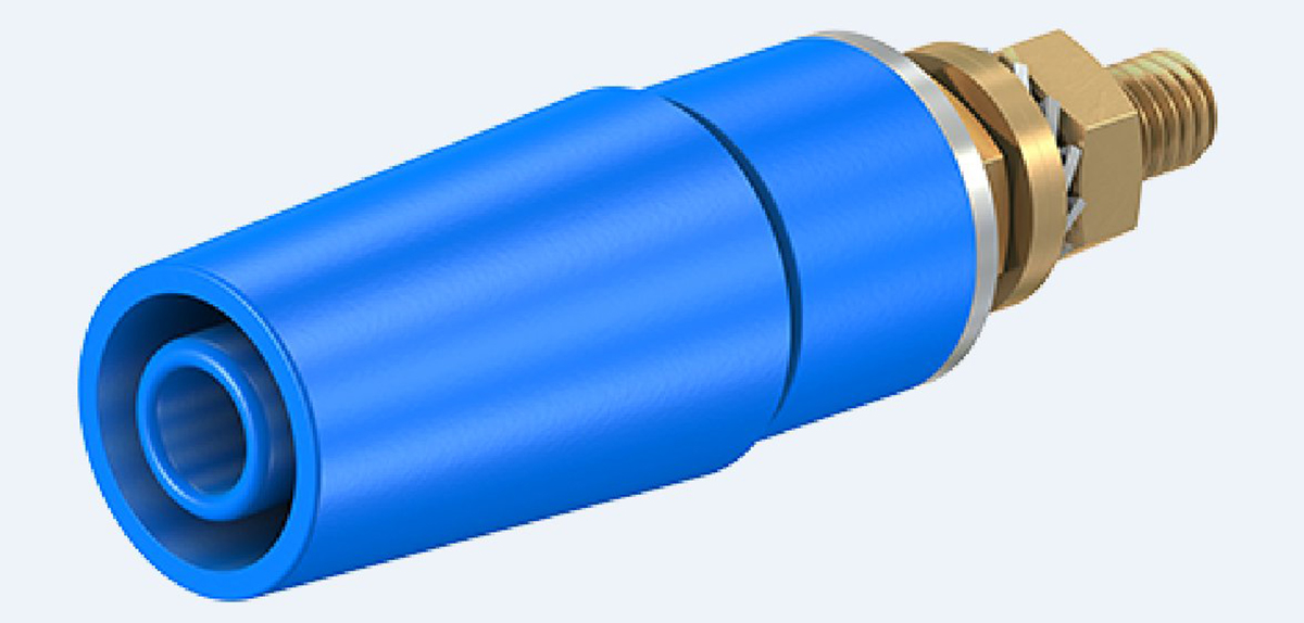 Staubli Blue Female Banana Socket, 4 mm Connector, Bolt Termination, 32A, 600V, Gold Plating