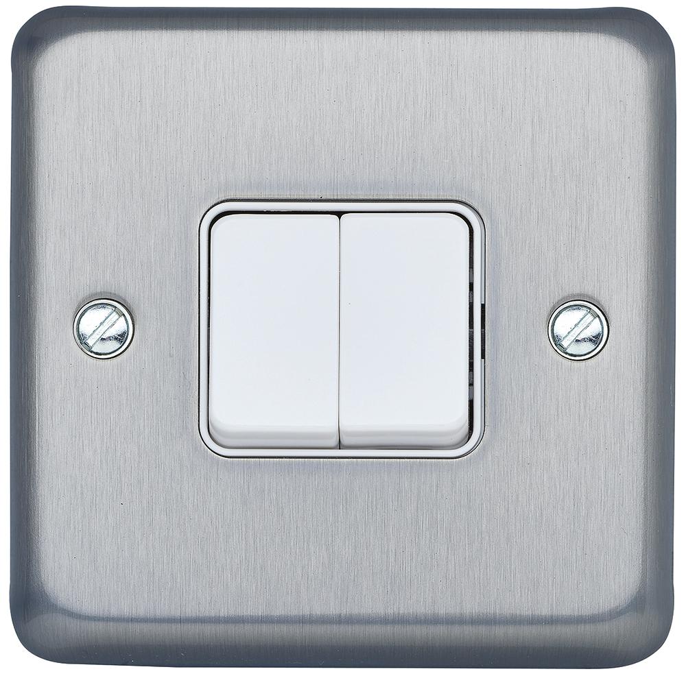 MK Electric Rocker Light Switch, 2 Way, 2 Gang, Albany Plus