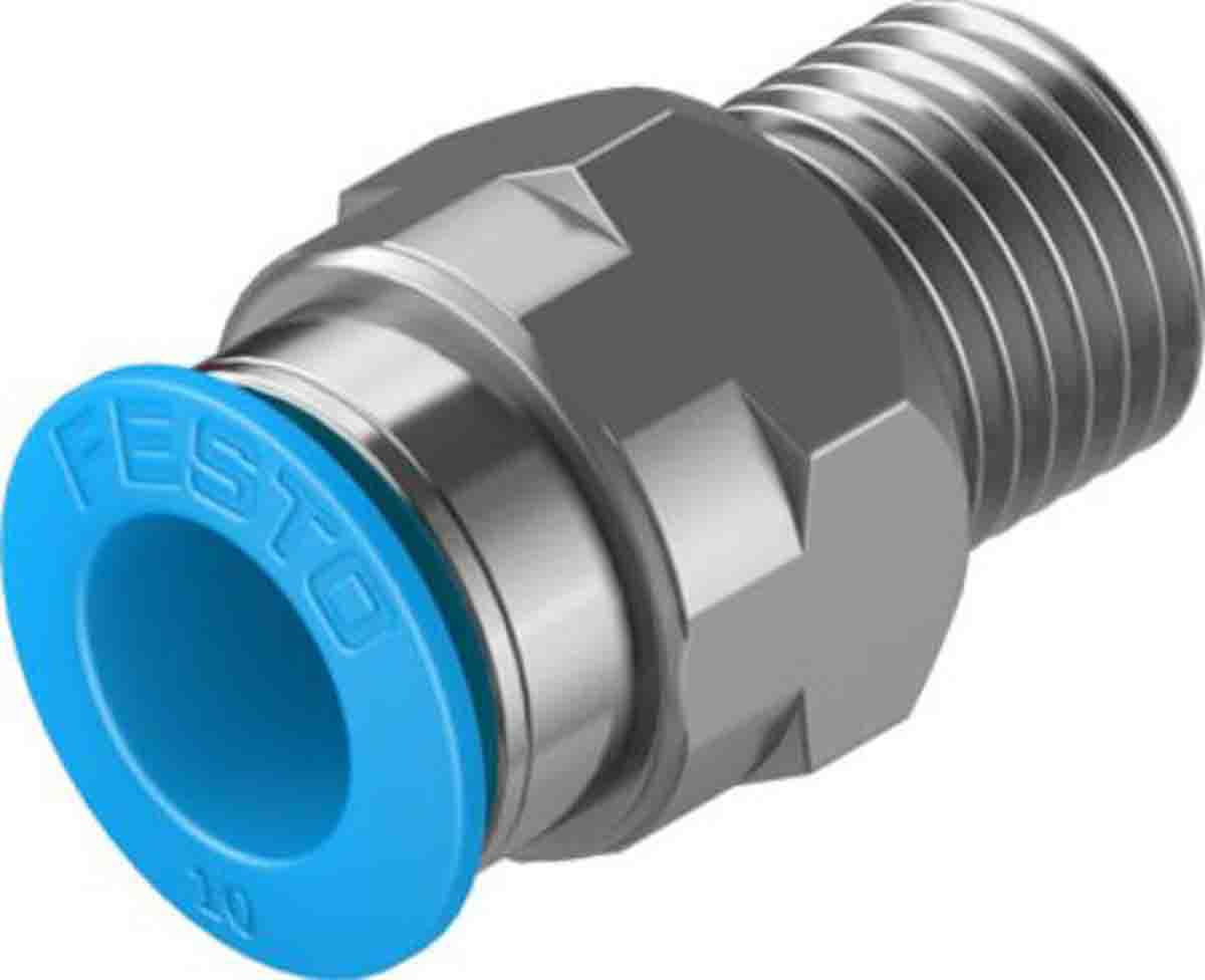 Festo Straight Threaded Adaptor, R 1/4 Male to Push In 10 mm, Threaded-to-Tube Connection Style, 130679