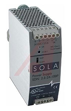 SolaHD SDN-P Switched Mode DIN Rail Power Supply, 85 → 132 V ac, 176 → 264 V ac / 90 → 375V dc ac,