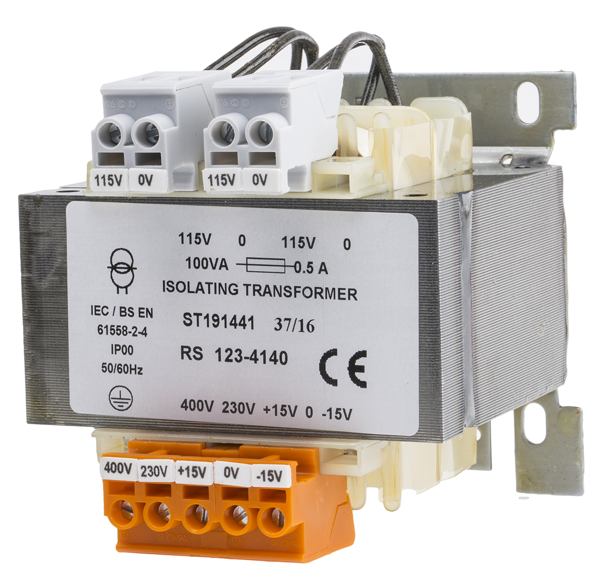 RS PRO 100VA DIN Rail Transformer, 230 → 400V ac Primary, 115V Secondary