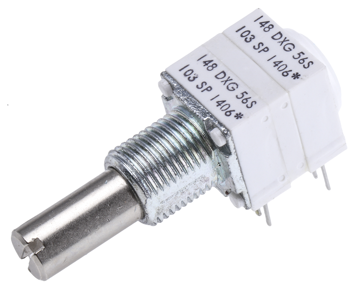 Vishay 148 10kΩ Rotary Potentiometer 2-Gang, Panel Mount (Through Hole), 14820F0GJSX13103KA