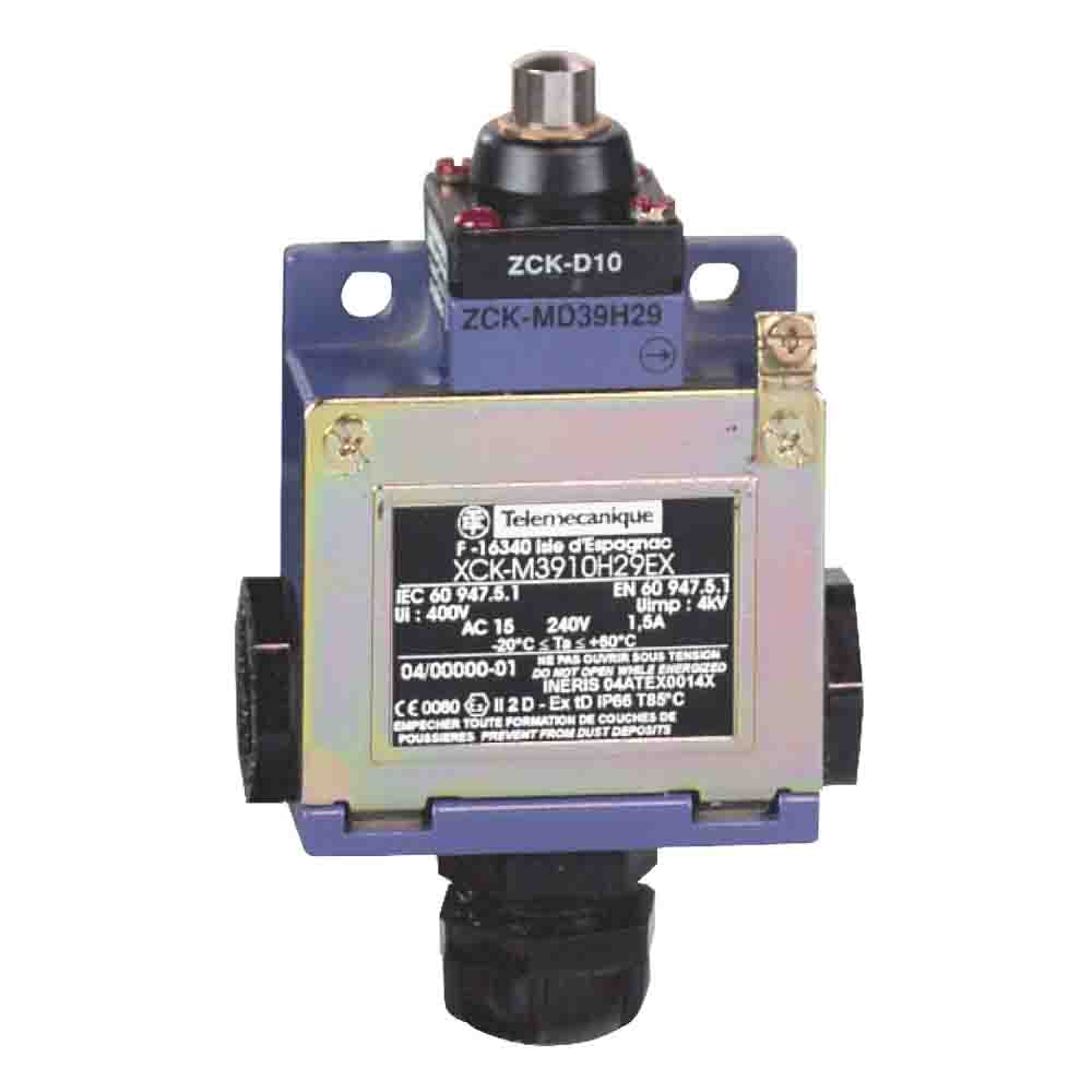 Telemecanique Sensors XCKM Series Plunger Limit Switch, 2NC/1NO, IP66, 3P, Zinc Alloy Housing, 400V ac Max, 6A Max