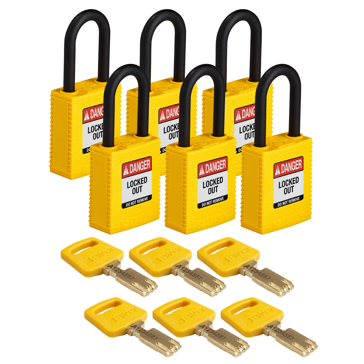 Brady LOTO-101 Key Weatherproof Nylon, Plastic Padlock, 6.35mm Shackle, 38.00mm Body