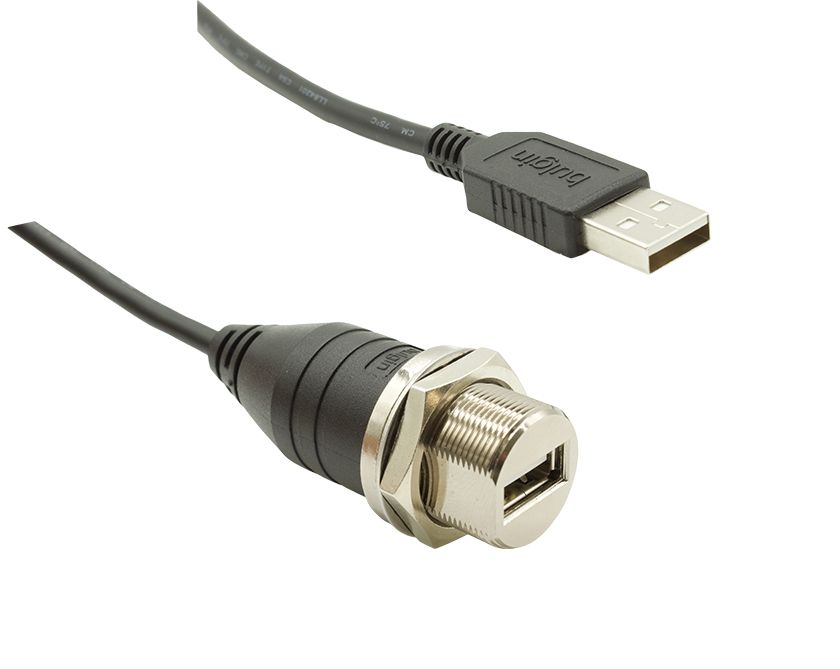Bulgin USB 2.0, Female USB A to Male USB A, 3m