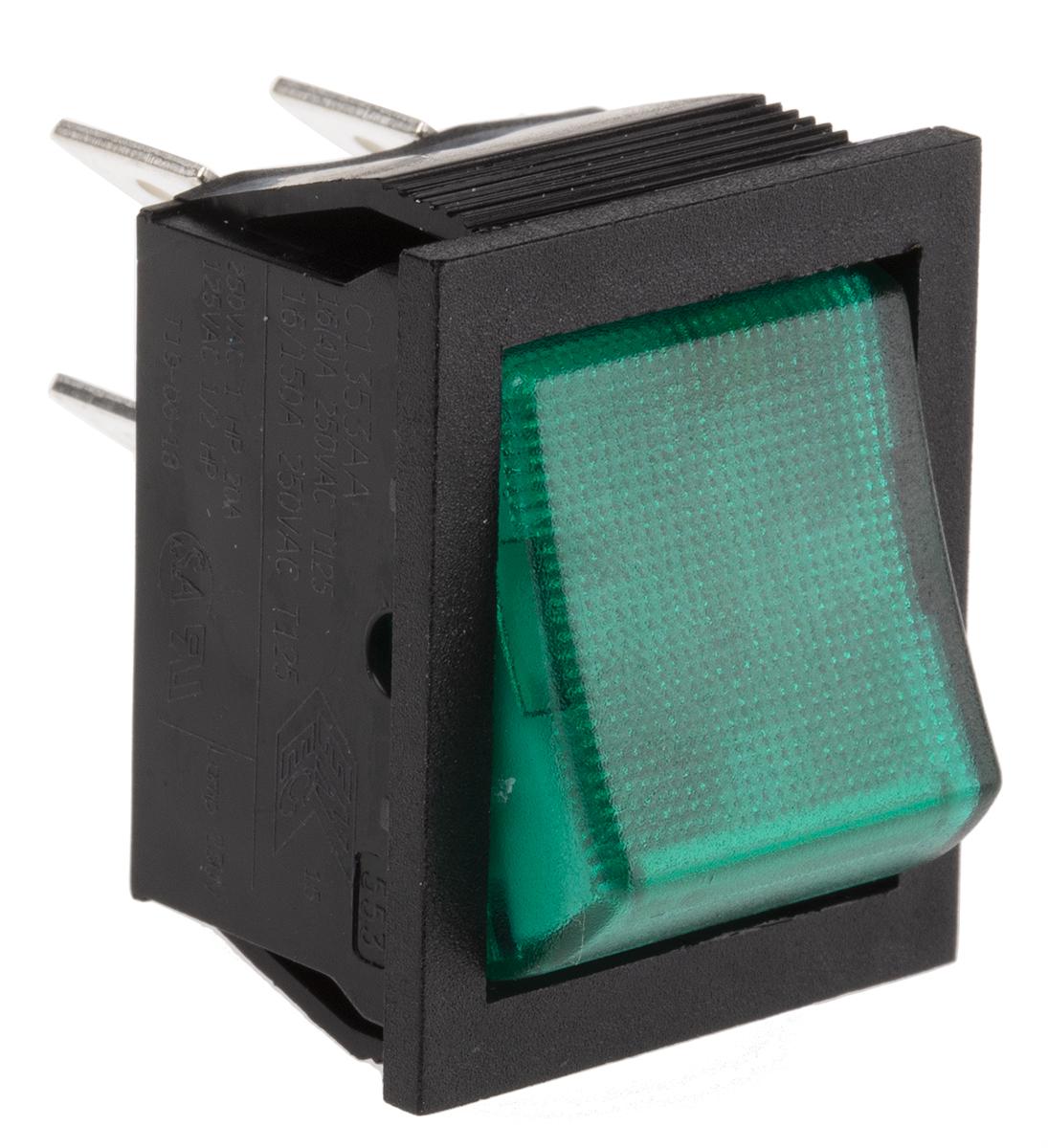 Arcolectric (Bulgin) Ltd Illuminated DPST, On-Off Rocker Switch Panel Mount