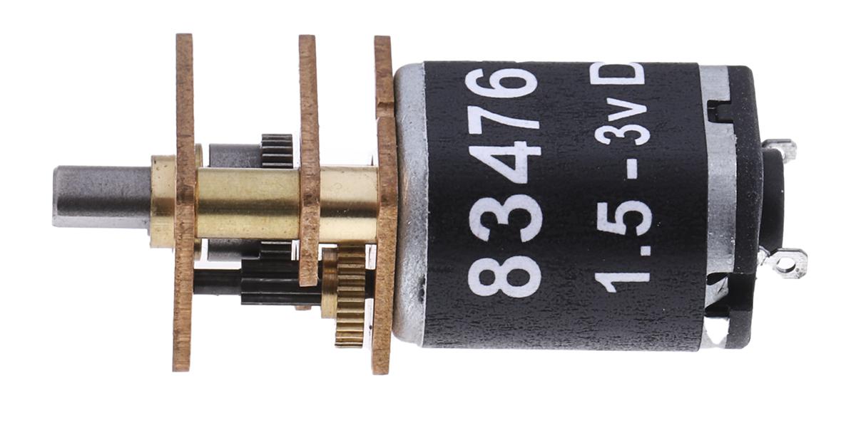 RS PRO Brushed Geared DC Geared Motor, 0.58 W, 3 V dc, 4 mNm, 1350 rpm, 3mm Shaft Diameter