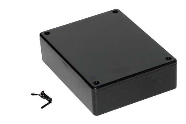 Hammond 1591 Series Black ABS Enclosure, IP54, Flanged, Black Lid, 120 x 94 x 34mm
