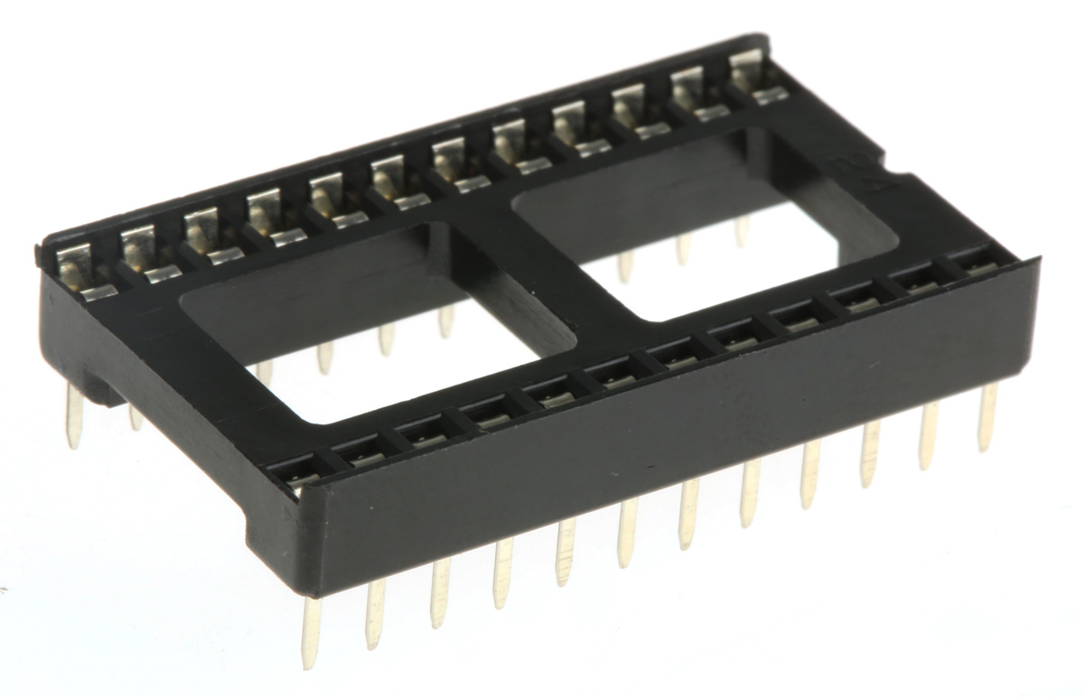 Winslow, W3100 2.54mm Pitch Vertical 24 Way, Through Hole Stamped Pin Open Frame IC Dip Socket, 10A