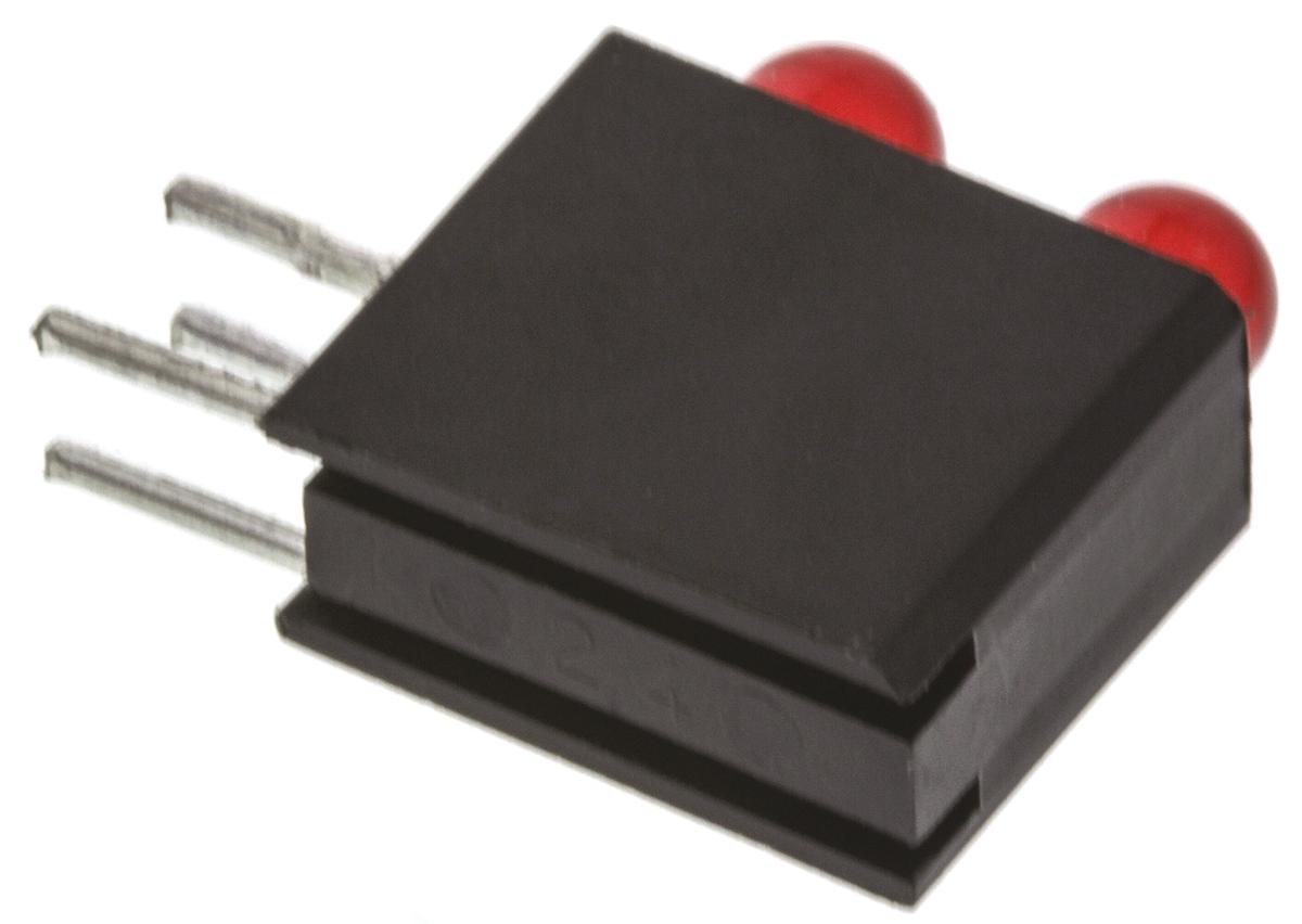 Dialight 553-0111F, Red Right Angle PCB LED Indicator, 2 LEDs, Through Hole 3 V