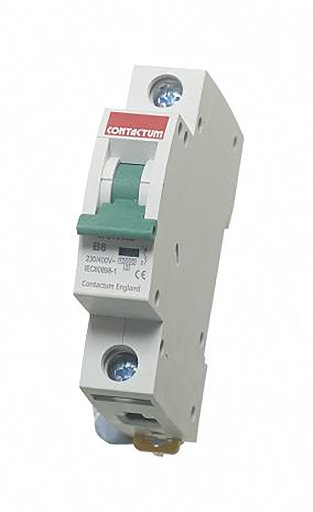 Contactum MCB, 1P, 10A Curve B, 250V AC, 10 kA Breaking Capacity