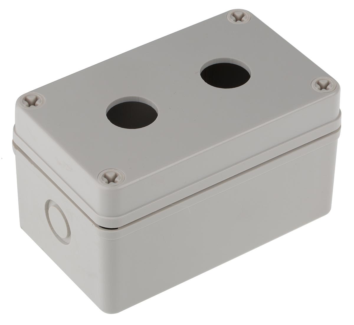 RS PRO Grey Plastic Push Button Enclosure - 2 Hole 22.5mm Diameter