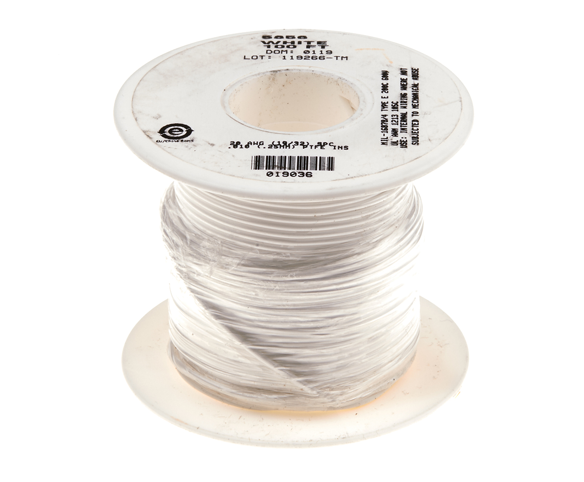Alpha Wire Hook-up Wire TEFLON Series White 0.05 mm² Hook Up Wire, 30 AWG, 7/0.10 mm, 30m, PTFE Insulation, 5851 WH005