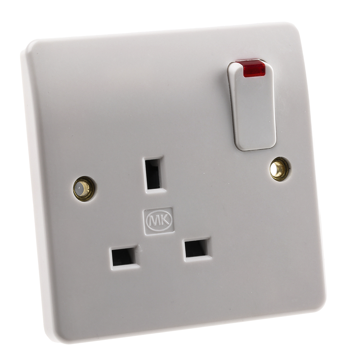 MK Electric Logic Plus White 1 Gang Plug Socket, 2 Poles, 13A, Type G - British, Indoor Use