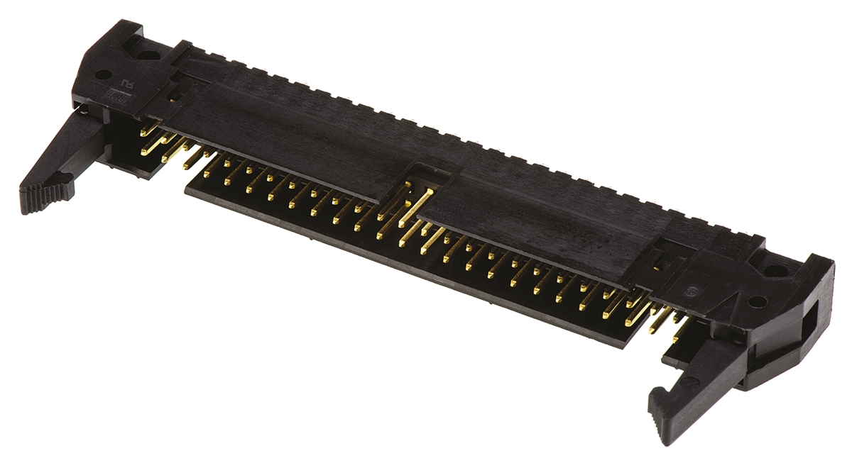 TE Connectivity AMP-LATCH Series Straight Through Hole PCB Header, 50 Contact(s), 2.54 mm Pitch, 2 Row, Shrouded