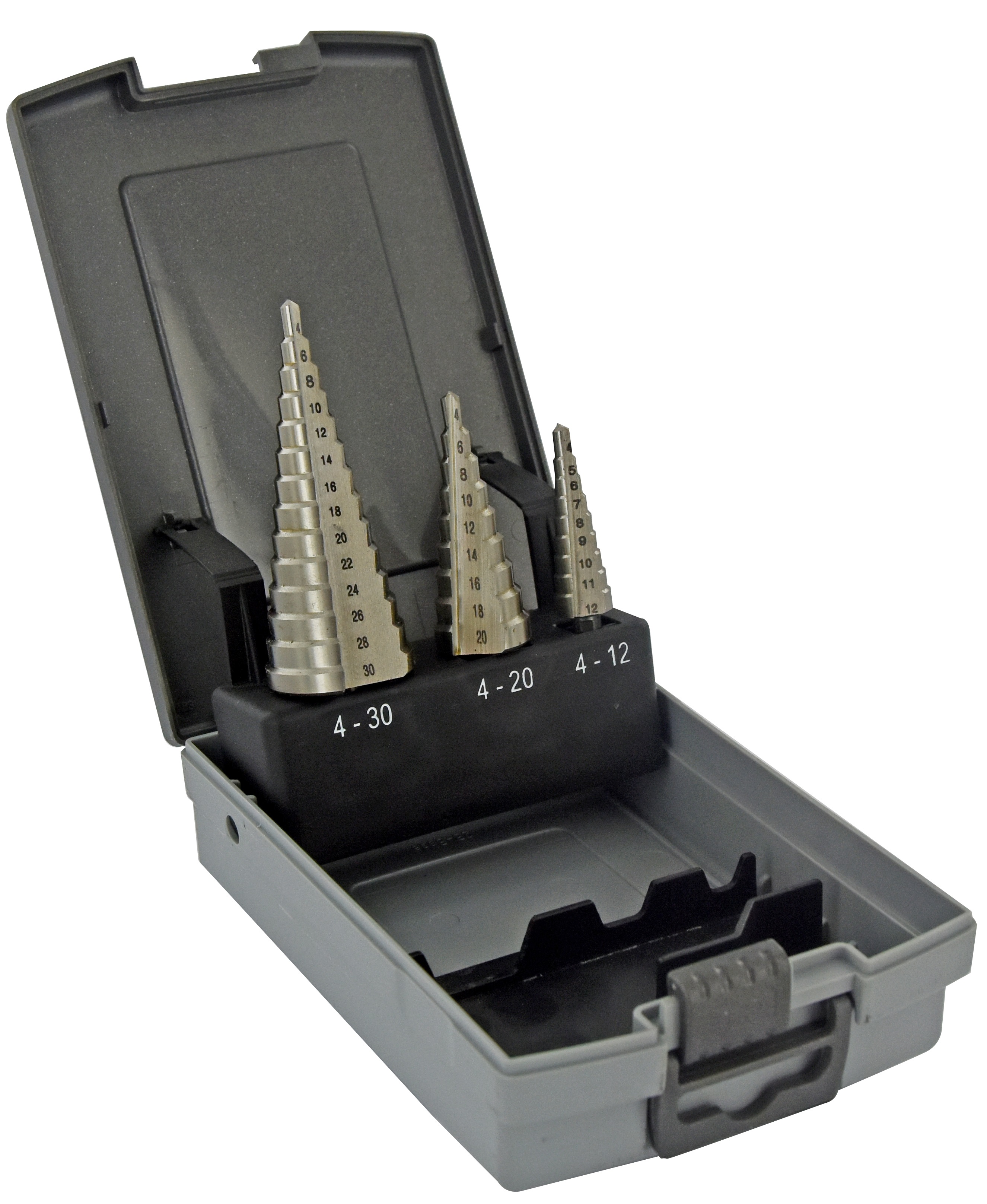 Tivoly 3-Piece Cone Cutter Set for Steel, 30mm Max, 4mm Min, HSS Bits