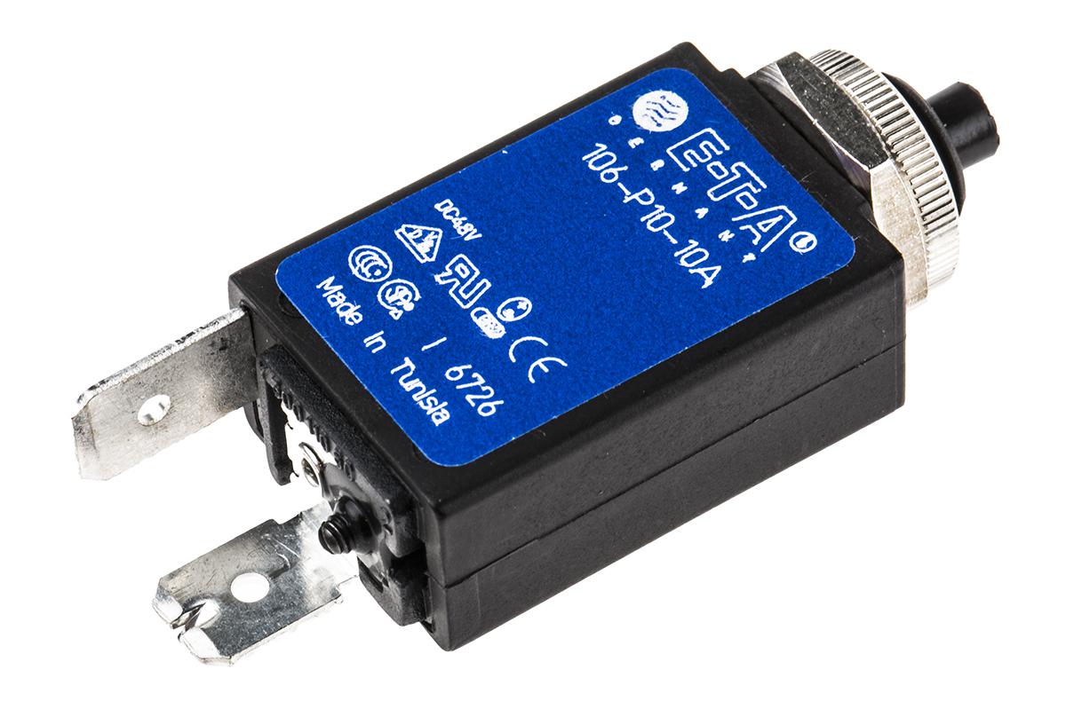 ETA Thermal Circuit Breaker - 106  Single Pole 240V Voltage Rating Panel Mount, 10A Current Rating