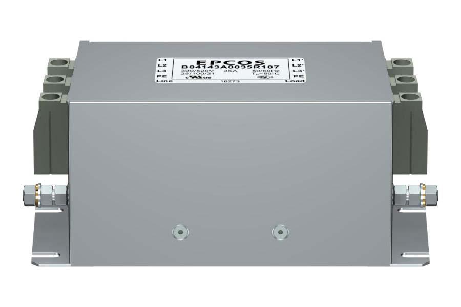 EPCOS, B84143A*R107 35A 520 V ac 50 → 60Hz, Panel Mount EMC Filter, Screw 3 Phase