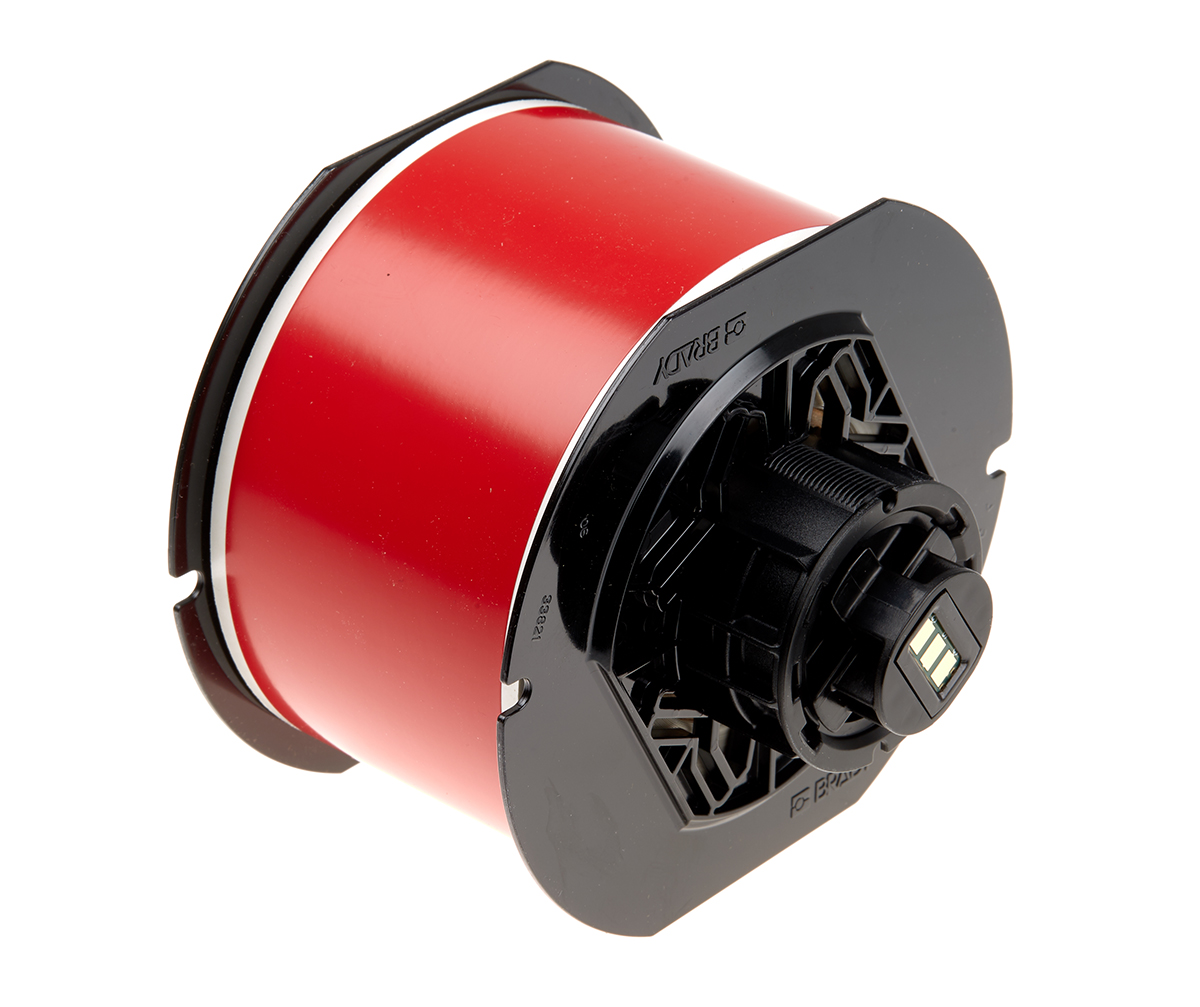 Brady B-7569 Vinyl Red Label Roll, 57mm Width, 1 Roll Qty