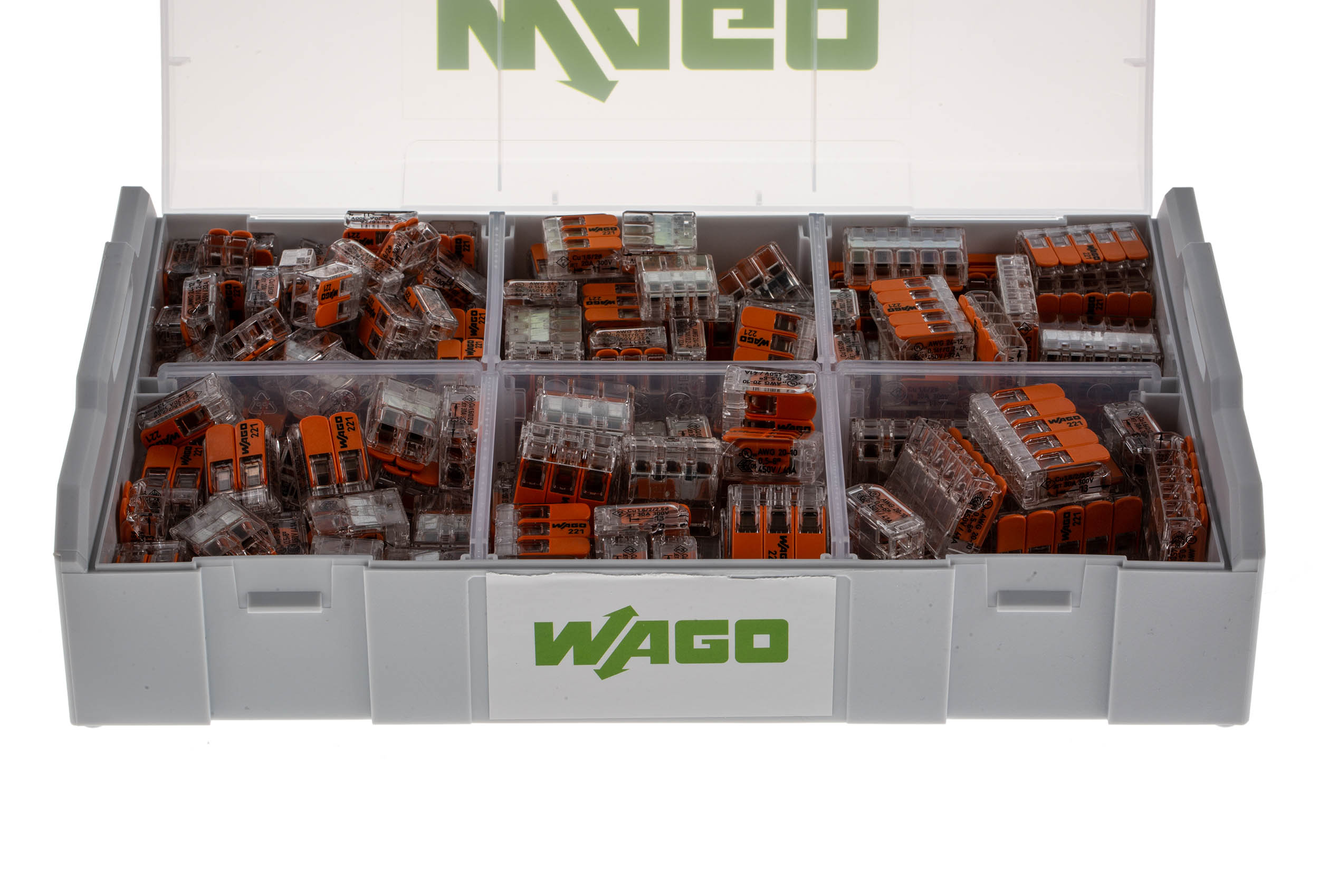 WAGO L-BOXX Mini, 221 Series Lever Connector Set, 2, 3-Way, Cage Clamp Termination