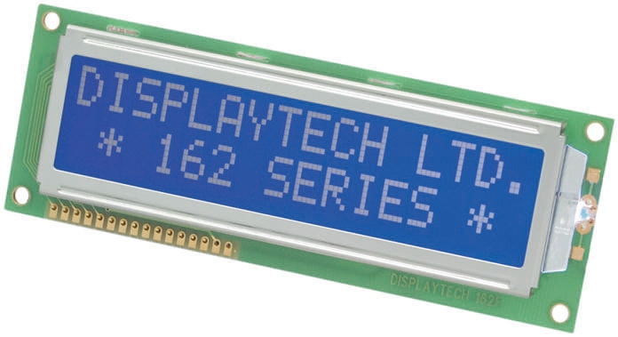 Displaytech 202B-CC-BC-3LP Alphanumeric LCD Display, Black on Blue, 2 Rows by 20 Characters, Transflective