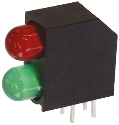 Dialight 552-0912F, Green & Red Right Angle PCB LED Indicator, 2 LEDs, Through Hole 2 V, 2.2 V