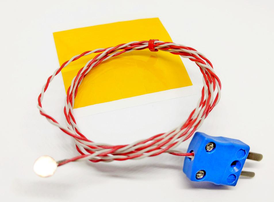 RS PRO Type K Copper Disc Thermocouple 1m Length, 6.35mm Diameter → +200°C