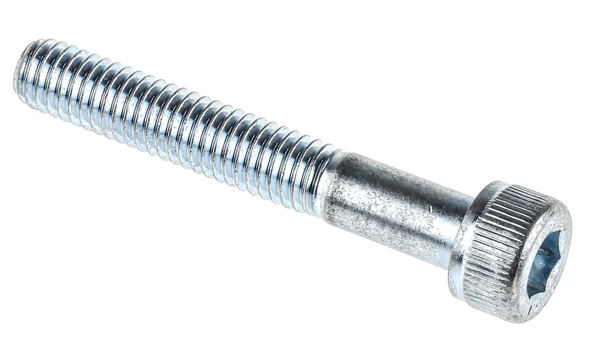 RS PRO Bright Zinc Plated Steel Hex Socket Cap Screw, DIN 912, M6 x 40mm