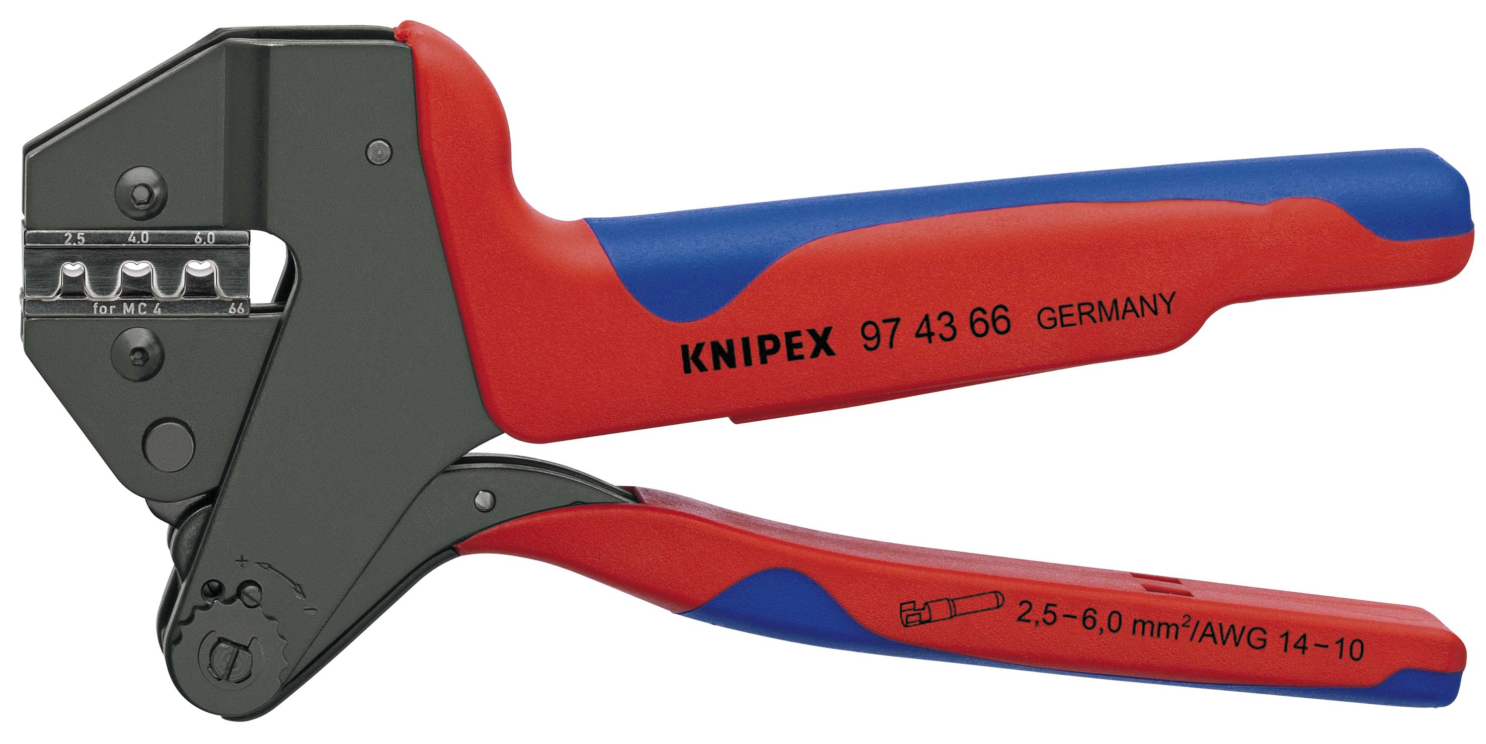 Knipex Knipex 97 4366 Hand Crimp Tool for MC4 Multi-Contact photovoltaïc 2,5 / 4 / 6mm², 0.5 → 16mm² Wire