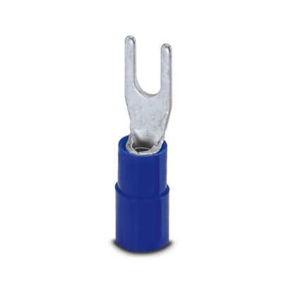 Phoenix Contact Insulated Fork Terminal, 15AWG to 13AWG Polyamide, Blue