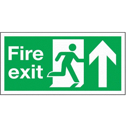 Vinyl Polyester Fire Exit Up, Fire Exit, English, Exit Sign