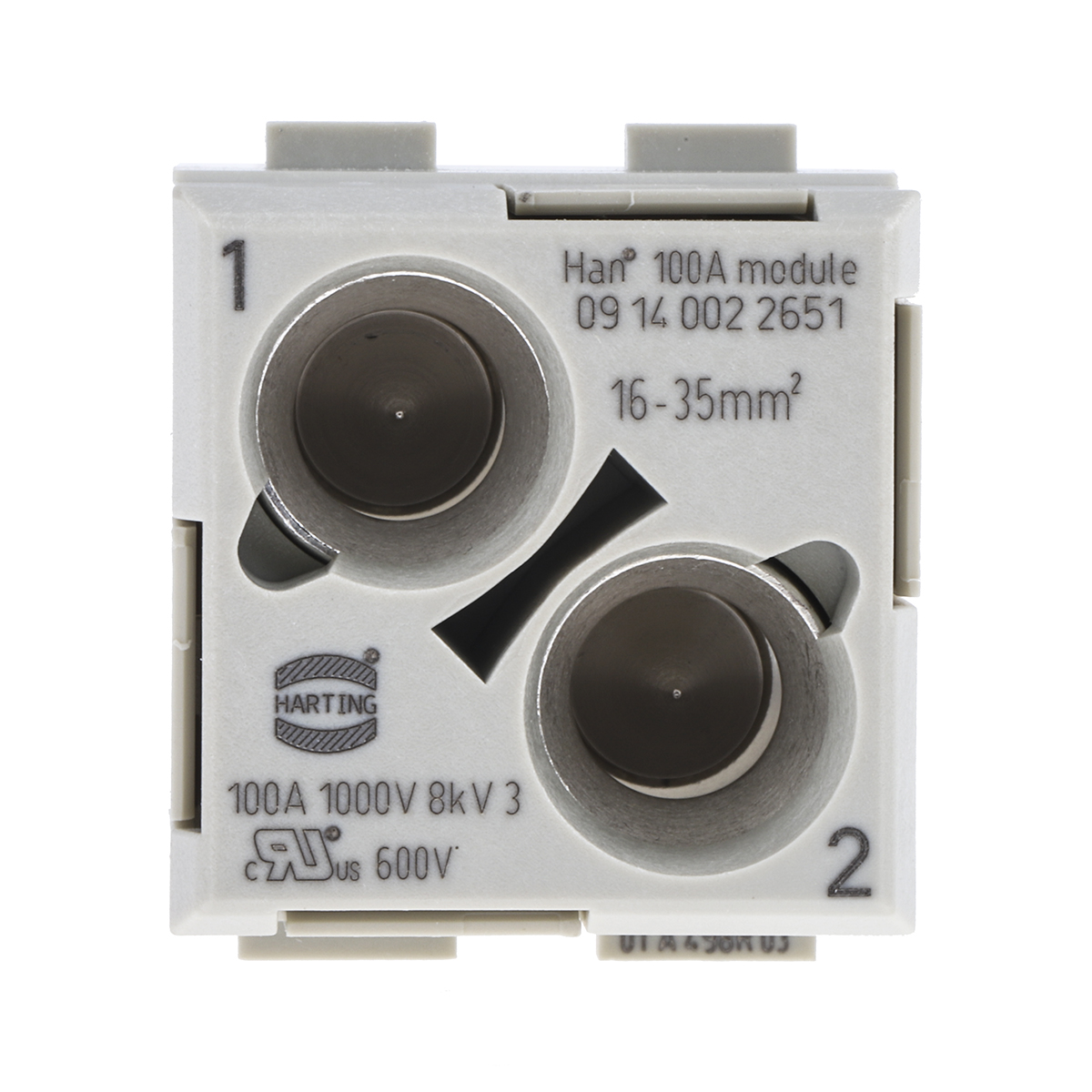 HARTING Heavy Duty Power Connector Module, 100A, Male, Han-Modular Series, 2 Contacts