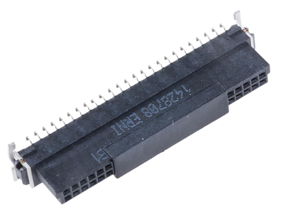 ERNI SMC Series Straight Surface Mount PCB Socket, 50-Contact, 2-Row, 1.27mm Pitch, Solder Termination