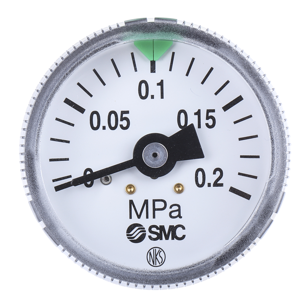 SMC Analogue Pressure Gauge 0.2MPa Back Entry 42.5mm Outside Diameter, UKAS