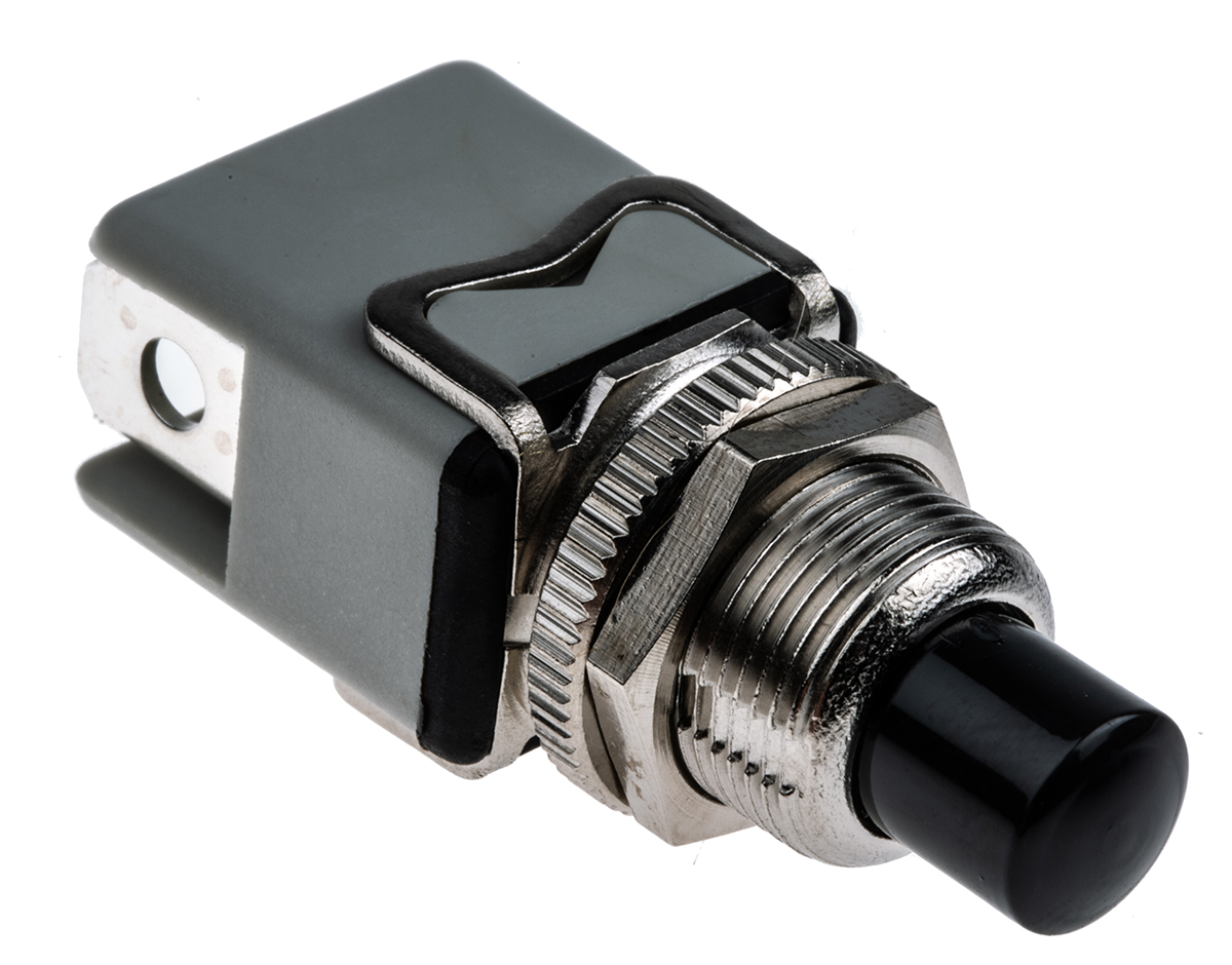 APEM Push Button Switch, Momentary, Panel Mount, 12.2mm Cutout, SPST, 250V ac