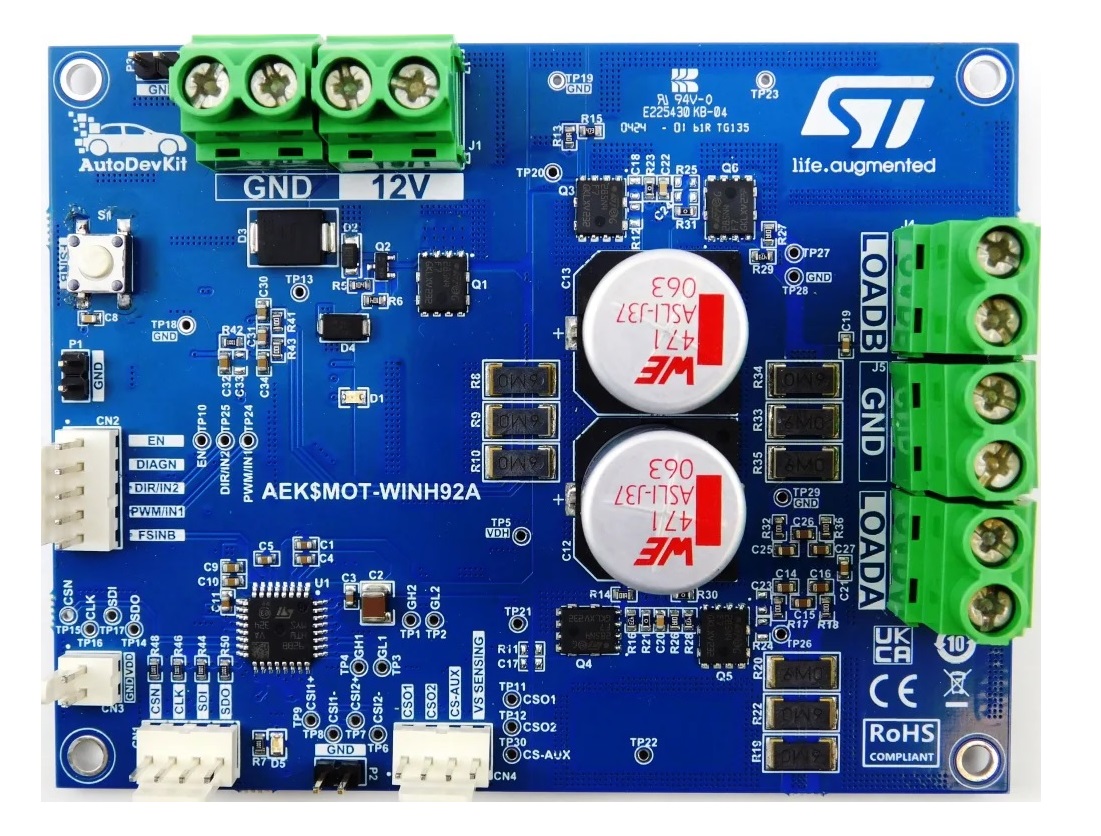 STMicroelectronics Window Lift DC Board Driver Based on the L99H92 Gate Driver and an External MCU DC Motor Driver for