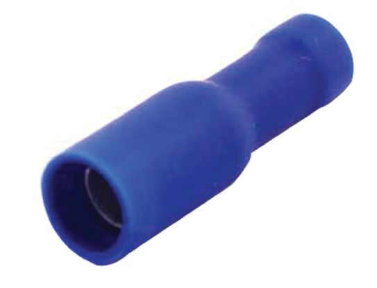 RS PRO Insulated Female Crimp Bullet Connector, 1.5mm² to 2.5mm², 16AWG to 14AWG, 5mm Bullet diameter, Blue