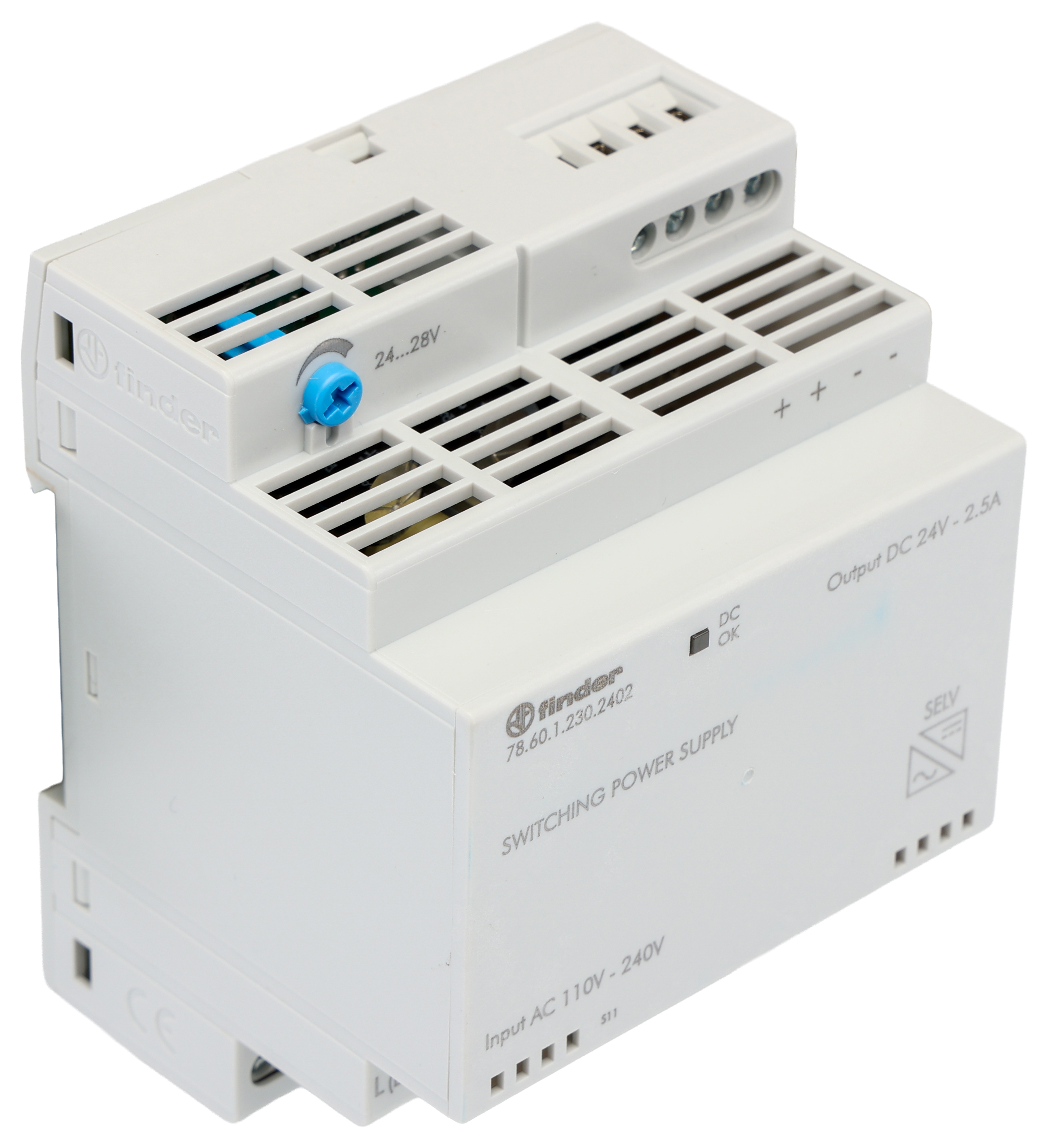Finder Embedded Switch Mode Power Supply (SMPS), 78.60.1.230.2402, 24V dc, 2.8A, 60W, 230V ac Input Voltage